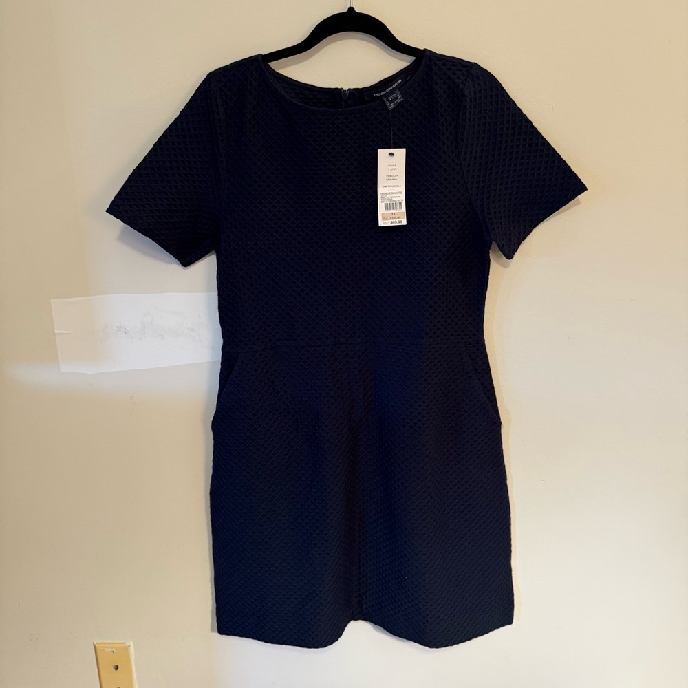 French Connection Navy Textured Mini Dixie Dress NWT Size 12